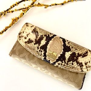 Coach signature checkbook wallet w/python accent